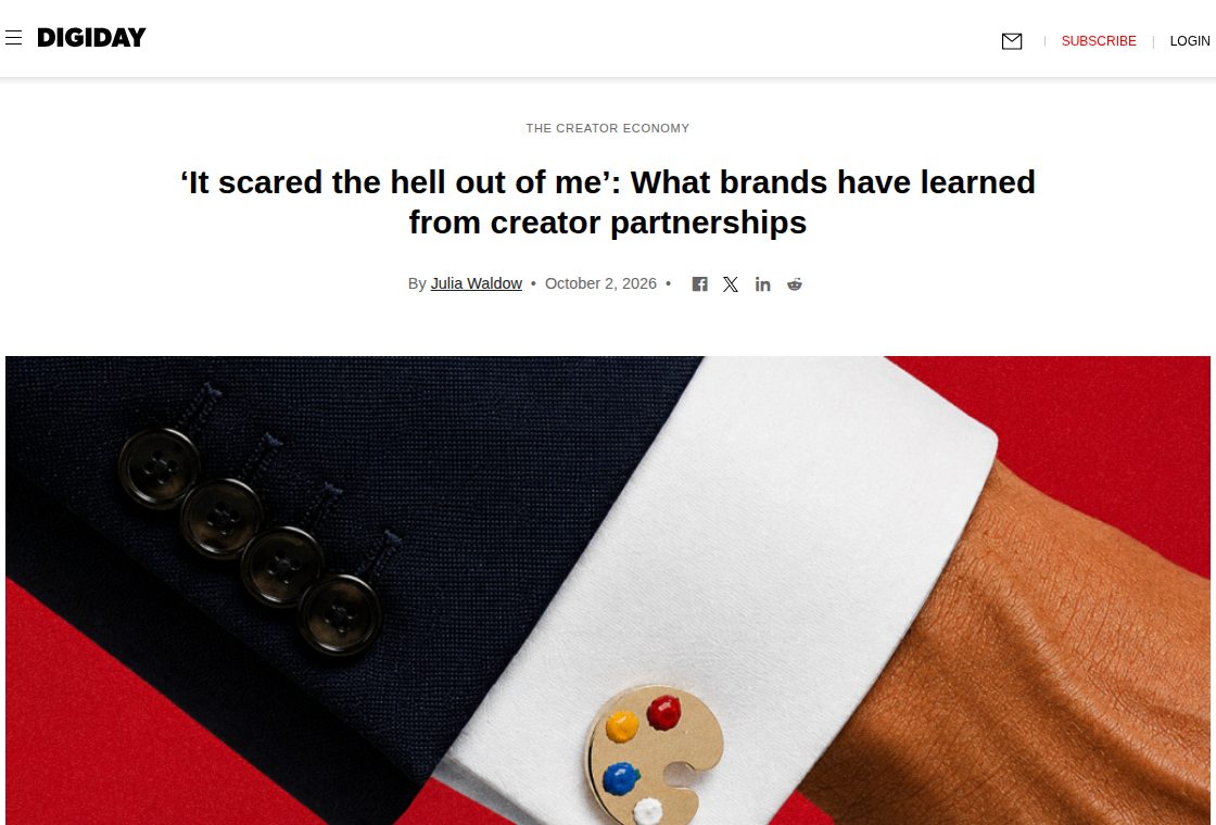 Digiday article on what brands have learned from creator partnerships